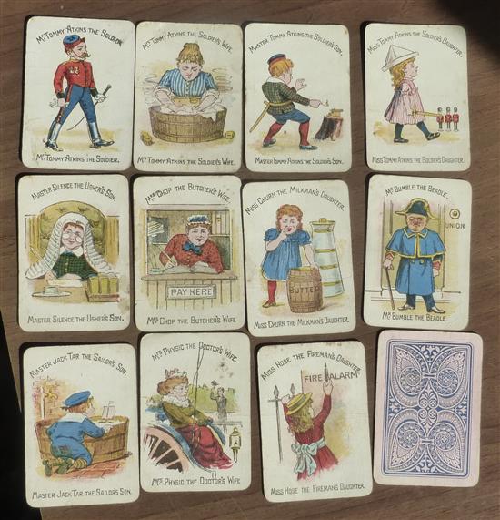 A c.1900 card game of FUNNY FAMILIES Glevum series by Woolley & Co.